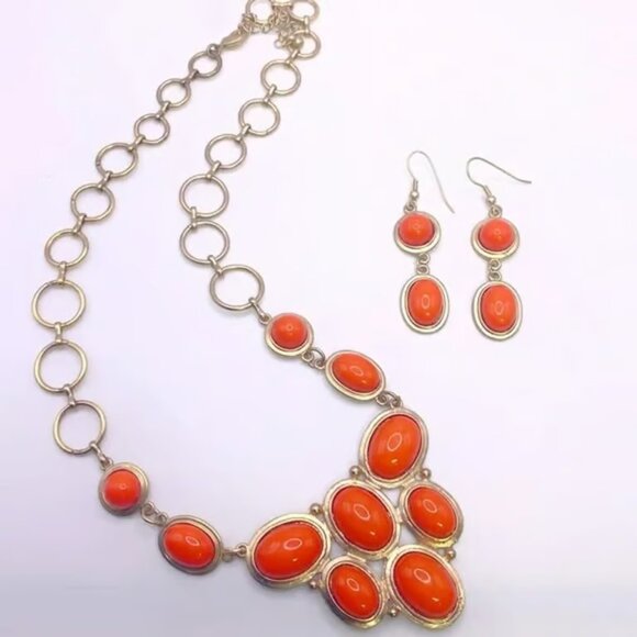 Charter Club Necklace set in orange and gold - Picture 1 of 3